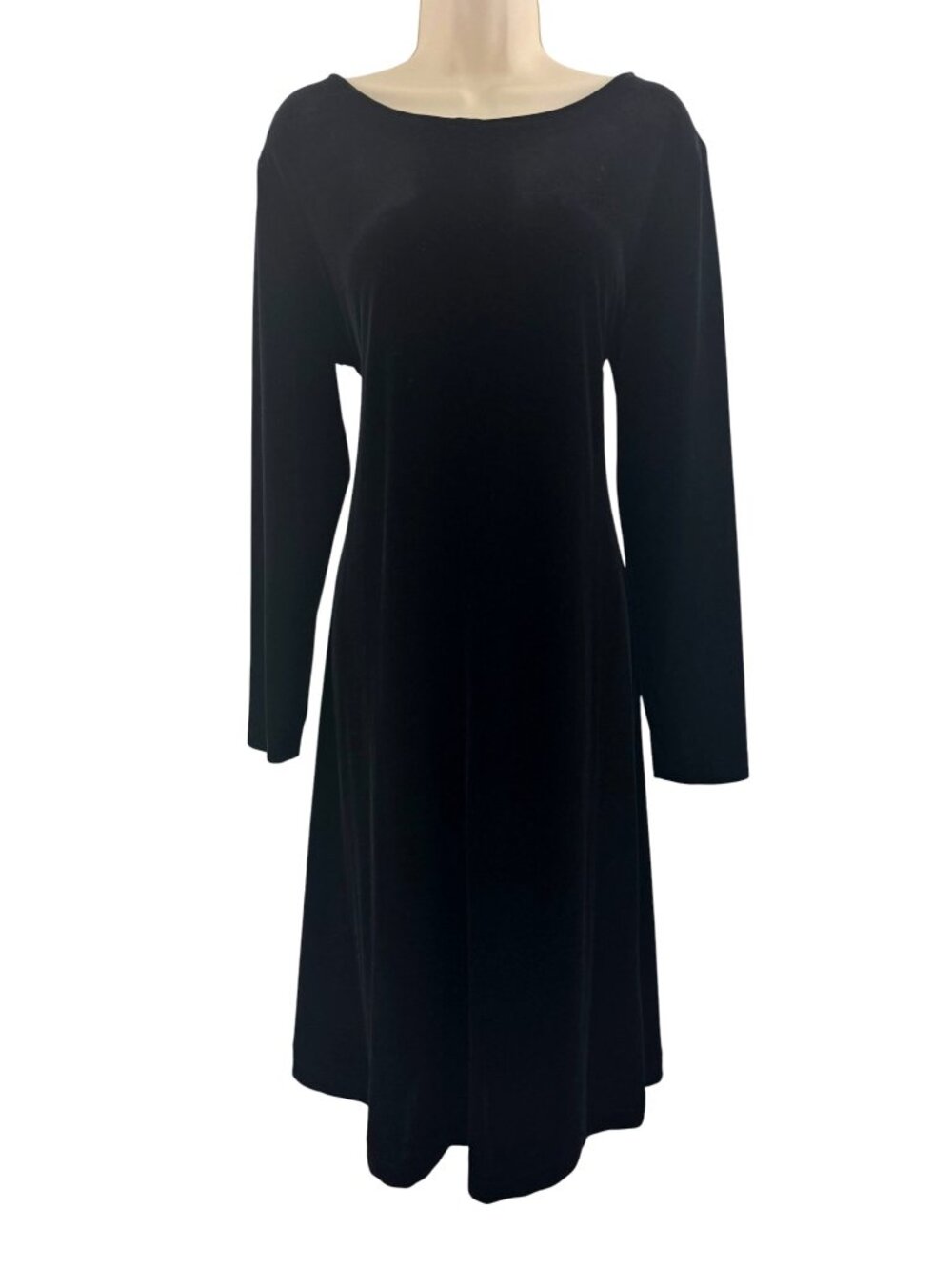 Harvé Benard Black Luxe Velvet Velour Long Sleeve Dress Size L Evening‎ Holiday